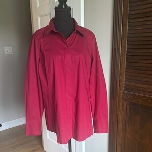 Red Long Sleeve Button-Up Shirt